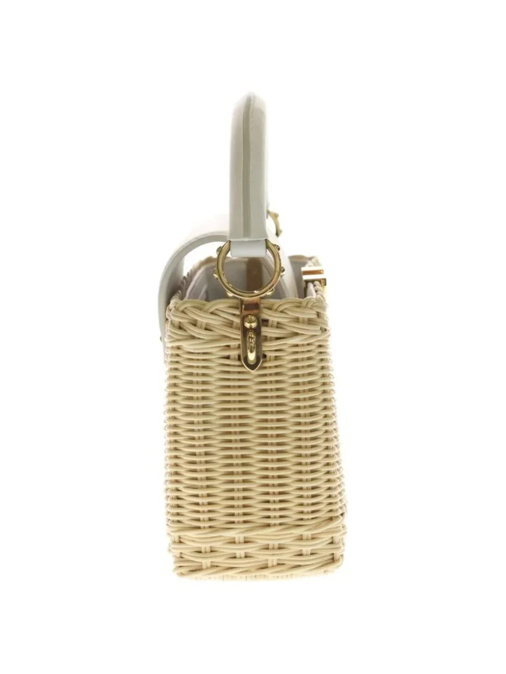 Louis Vuitton Capucines Mini Shoulder Bag Rattan Cowhide Leather Snow White